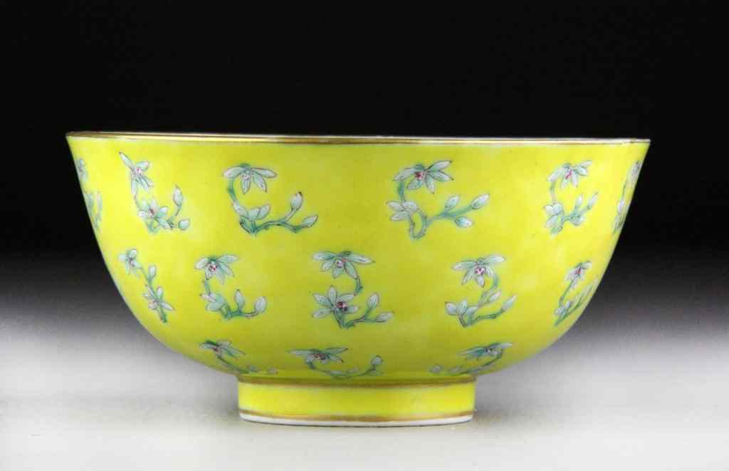 Appraisal: Chinese Famille Rose Porcelain BowlFinely painted to depict lotus blossoms