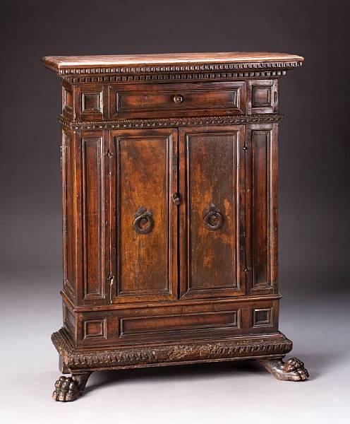 Appraisal: An Italian Baroque walnut credenza second half th century The