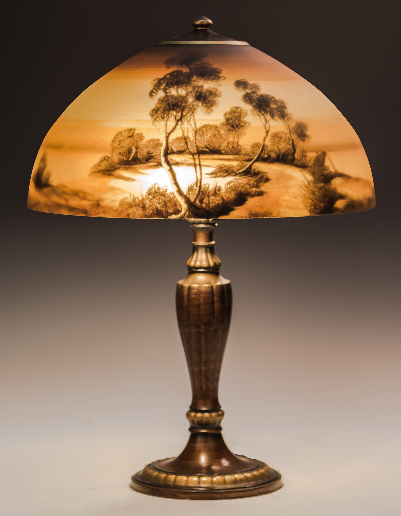 Appraisal: Jefferson Reverse Painted Table Lamp Early th century Signed