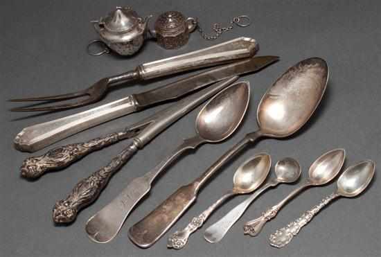 Appraisal: Assortment of American sterling silver flatware serving pieces and table