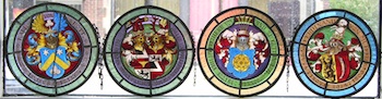 Appraisal: A Group of Four Stained Painted Glass Roundels A group