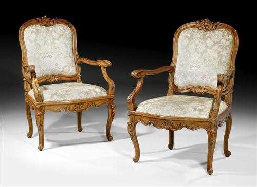 Appraisal: PAIR OF ARMCHAIRS Louis XV Venice th century Shaped and