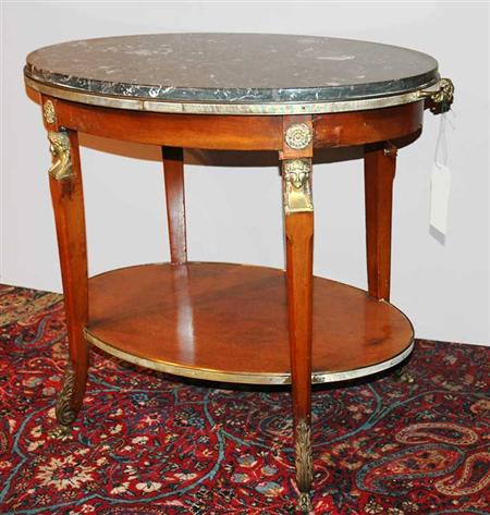 Appraisal: Empire Style Gilt-Metal Mounted Mahogany and Fruitwood Tray Top Table