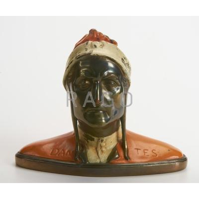 Appraisal: BUST OF DANTE Cold painted bronze th c Unmarked x