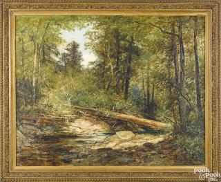 Appraisal: Christopher Shearer American - oil on canvas wooded landscape with