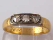 Appraisal: A yellow metal tests carat gold three stone rose cut