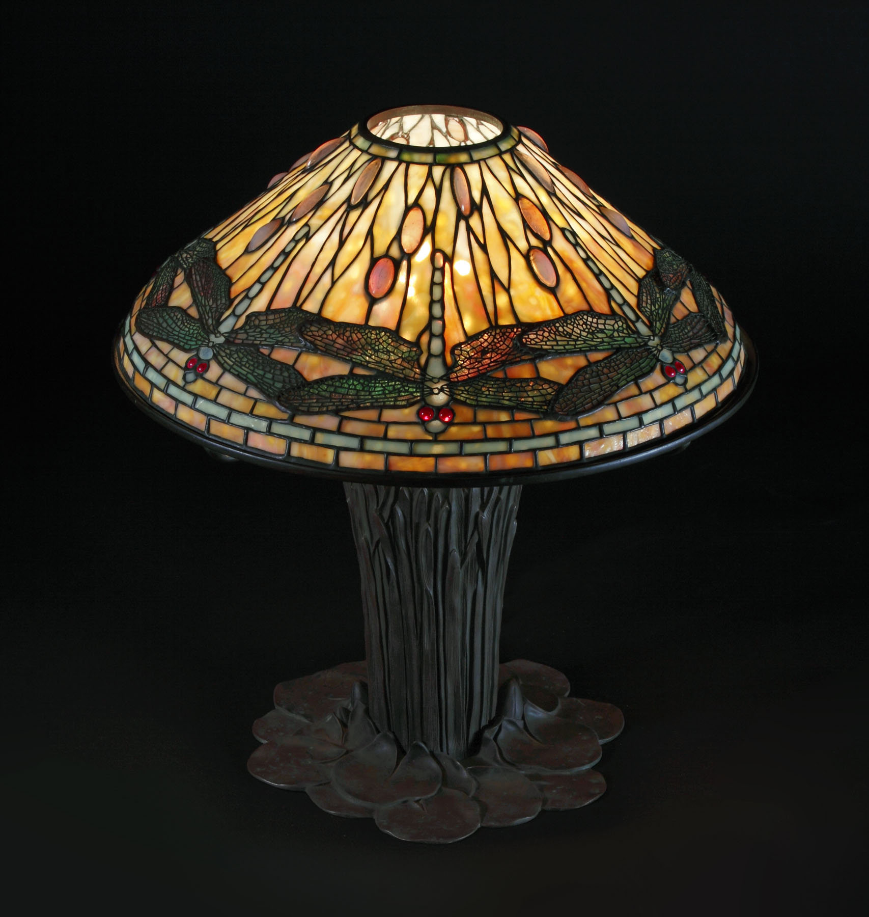 Appraisal: Sgn Tiffany Studios NY Dragonfly Lamp Shade numbered Base sgn