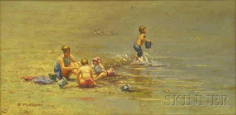 Appraisal: Framed Oil on Panel Scene with a Family at the