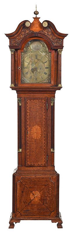 Appraisal: George III Inlaid Oak Tall Case Clock late th early