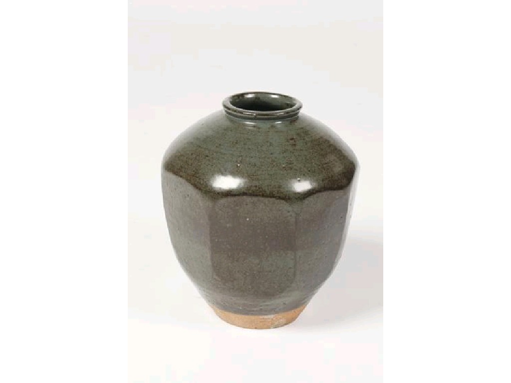 Appraisal: BERNARD LEACH A LARGE STONEWARE CUT SIDED VASE with impressed