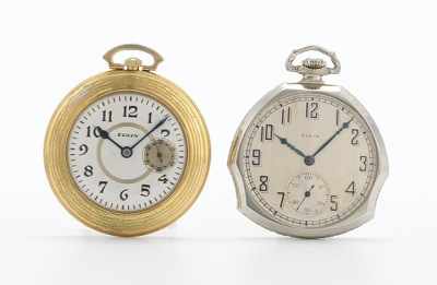 Appraisal: Two Open Face Pocket Watches by Elgin Containing an unusual