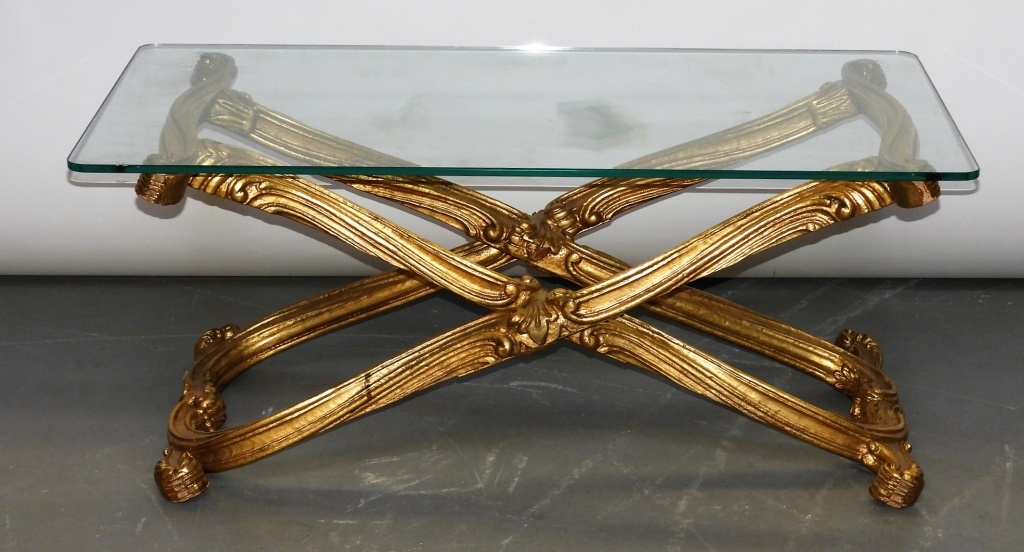 Appraisal: MCM MAISON JANSEN GILT X FORM ACANTHUS LEAF TABLE Europe