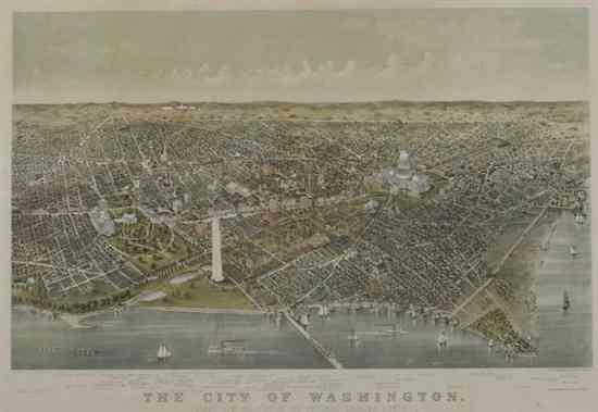 Appraisal: CURRIER IVES American th century THE CITY OF WASHINGTON BIRDS-EYE