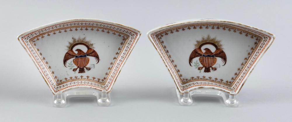 Appraisal: PAIR OF CHINESE EXPORT FAMILLE ROSE ARMORIAL PORCELAIN DISHES TH