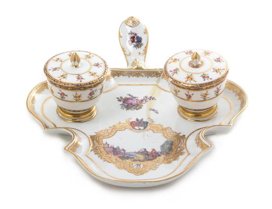 Appraisal: Sale Lot A Meissen Porcelain Encrier th century the tray