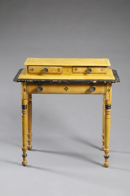 Appraisal: PAINT DECORATED DRESSING TABLE Yellow and black with two over