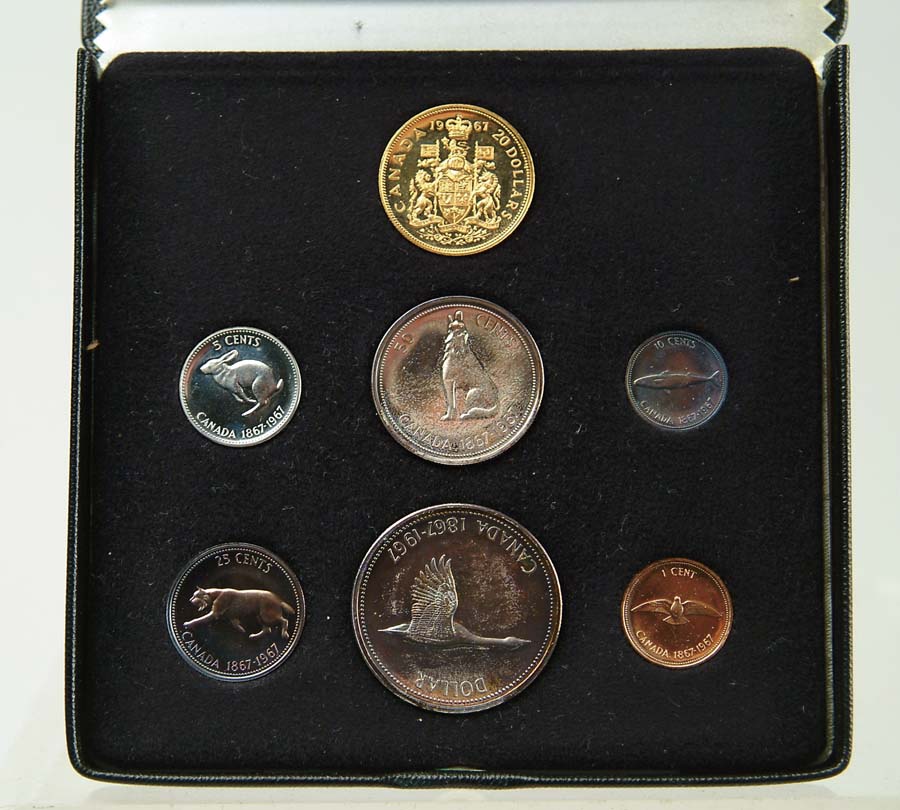 Appraisal: COINS SEVEN COIN CANADIAN GOLD AND SILVER MINT SET Includes