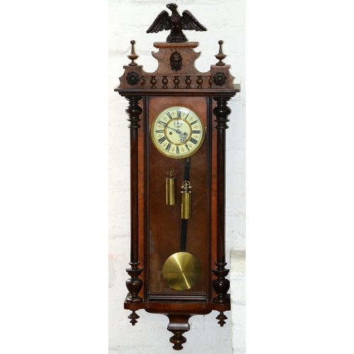 Appraisal: A walnut and ebonised Vienna wall clock late th c