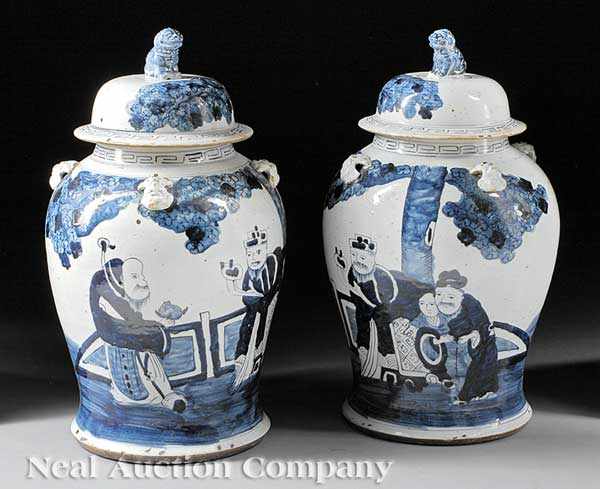 Appraisal: A Pair of Decorative Chinese Ming-Style Blue and White Porcelain