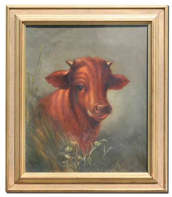 Appraisal: th C HIGHLAND COW PORTRAIT OIL Canvas '' x ''