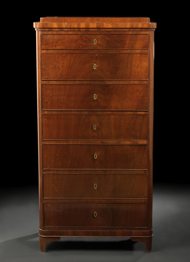 Appraisal: Biedermeier Mahogany Semainier second quarter th century the rounded rectangular