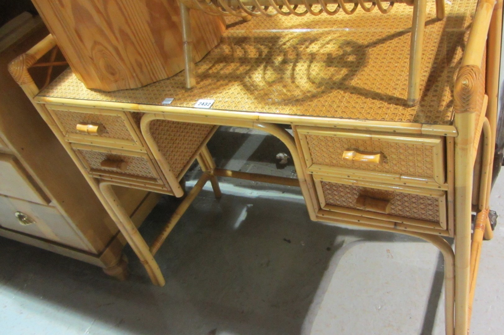 Appraisal: A faux bamboo writing desk