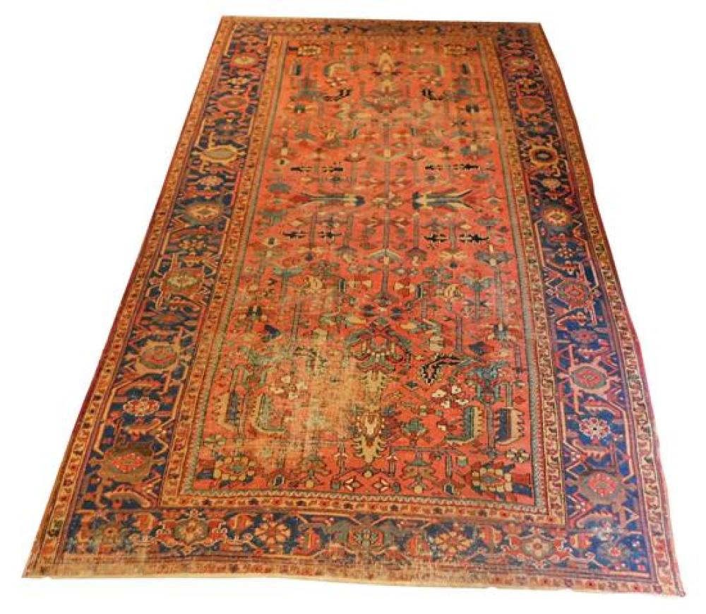 Appraisal: RUG Antique Persian Heriz ' x ' hand-knotted room-size carpet