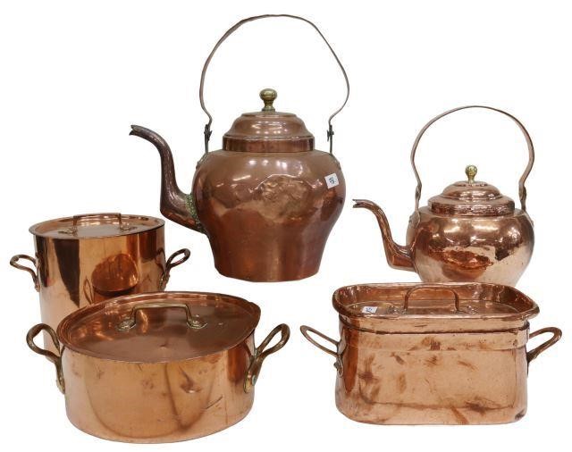 Appraisal: lot of French copper and brass kitchenware th th c