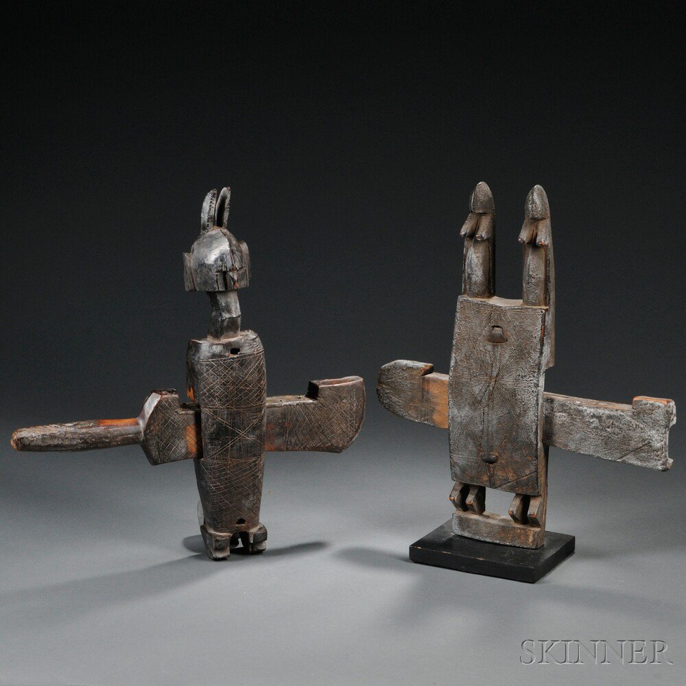 Appraisal: Two Dogon Carved Wood Door Latches one with two stylized