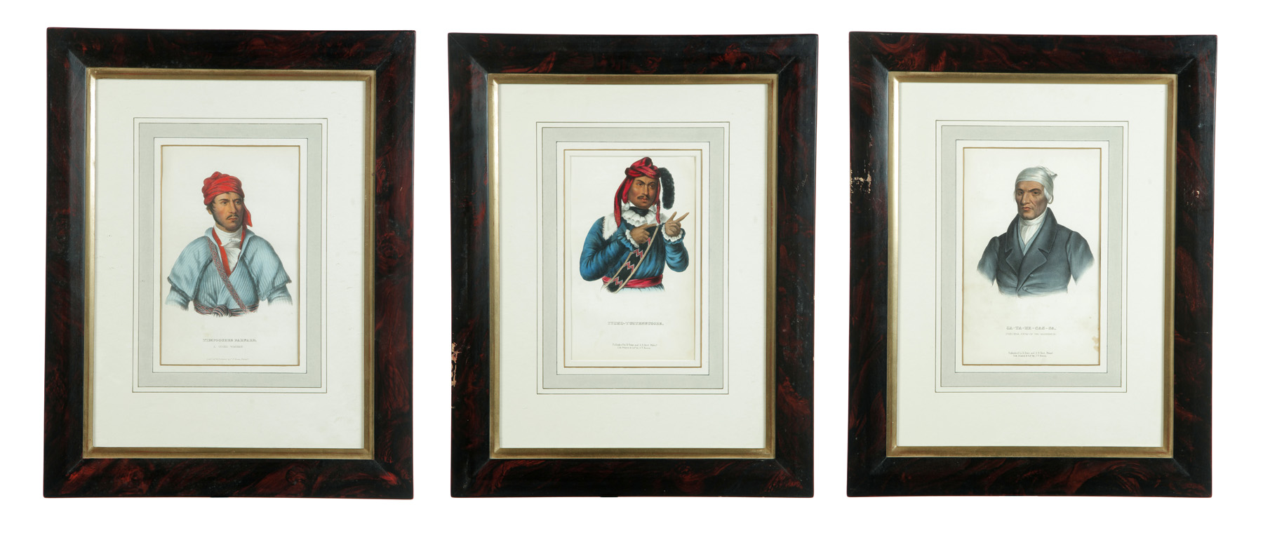 Appraisal: THREE FRAMED J T BROWN NATIVE AMERICAN PRINTS Philadelphia Pennsylvania