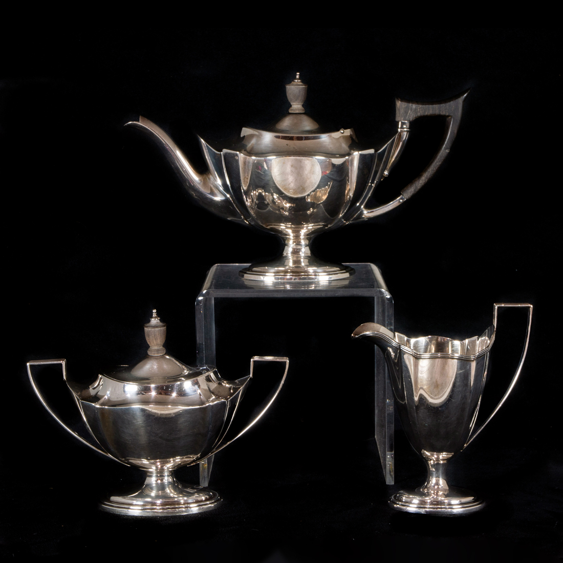 Appraisal: A GORHAM PLYMOUTH STERLING TEA SERVICE CIRCA WITH PINT TEAPOT