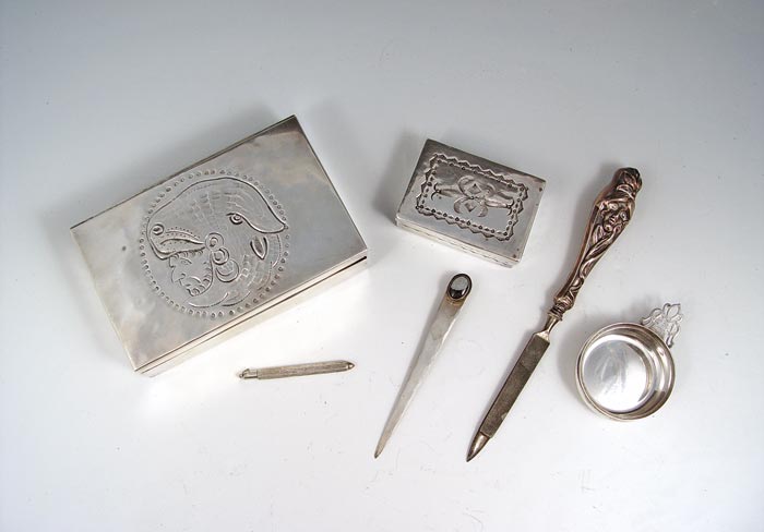 Appraisal: ESTATE LOT OF STERLING PIECES To include Maciel Mexican hinged