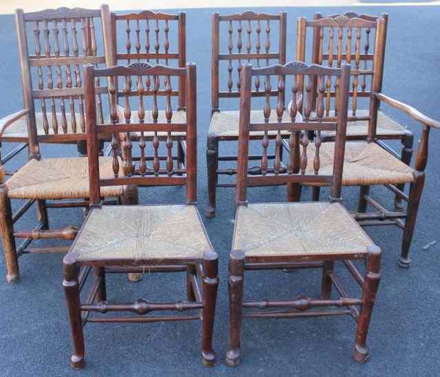 Appraisal: Set of th Century Lancashire English Chairs arm chairs and