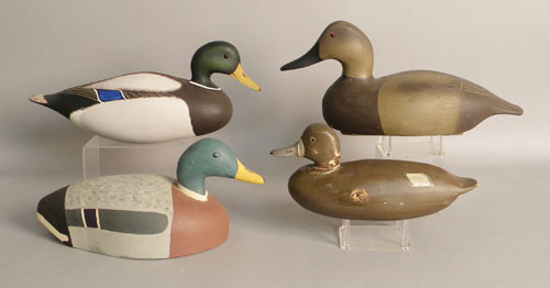 Appraisal: Group of four decoys to include a hollow body mallard