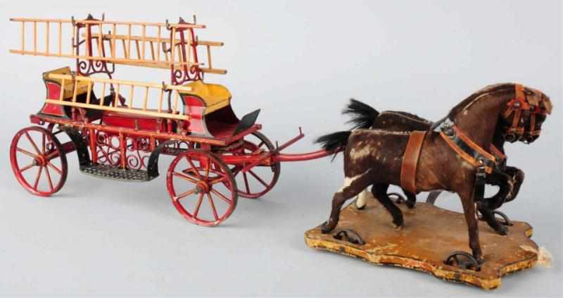 Appraisal: Hand-Painted Marklin Horse-Drawn Fire Ladder Toy German Circa late th