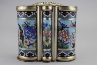 Appraisal: Chinese Cloisonne Container Chinese Cloisonne Container th century Height in