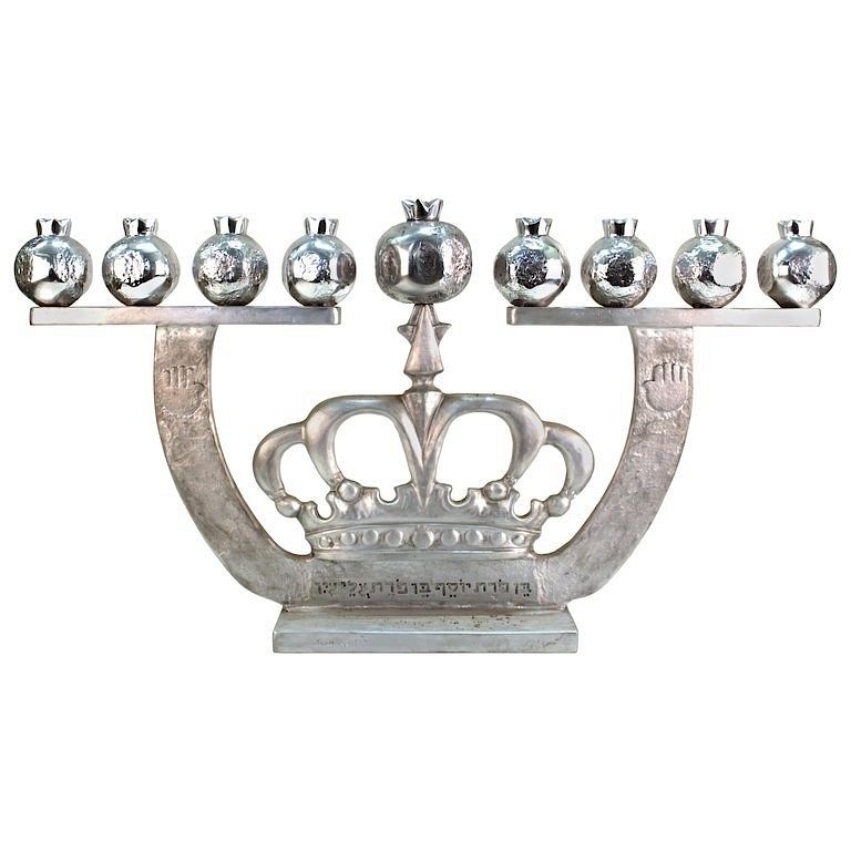 Appraisal: Oded Halahmy Crown Lights Aluminum Menorah Oded Halahmy Iraqi-Israeli b