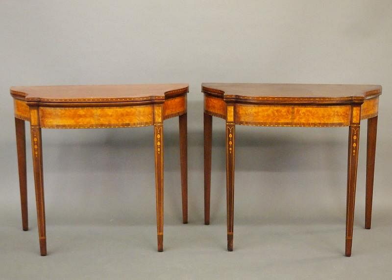 Appraisal: Pr Hepplewhite style games tables A pair of mid th