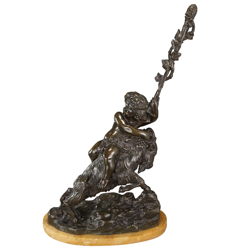 Appraisal: Bronze Figural Group of a Bacchante Riding a Ram After