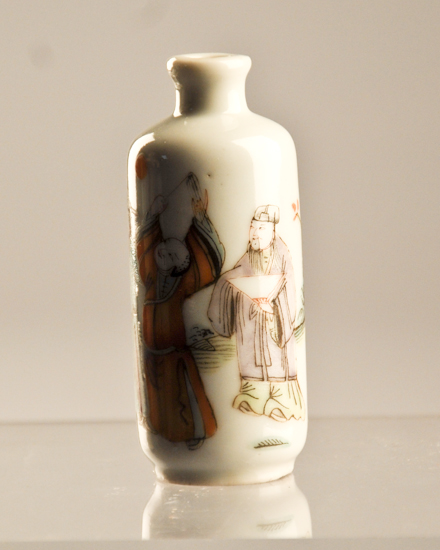 Appraisal: An th th C Painted Porcelain Snuff Bottle cylindrical with