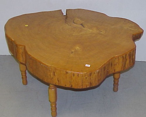 Appraisal: Tree slab table top h diameter on short round turned