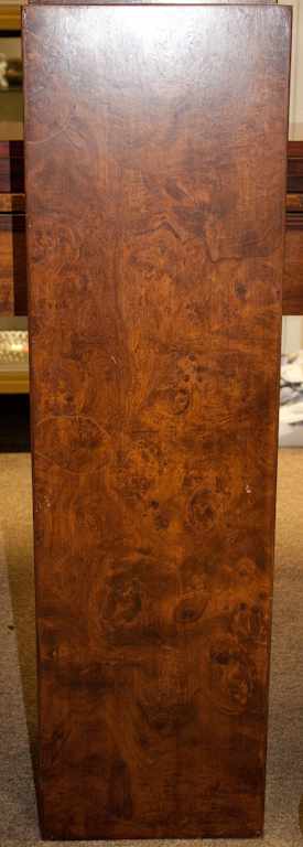 Appraisal: Burl walnut square-form pedestal Estimate - No condition report supplied