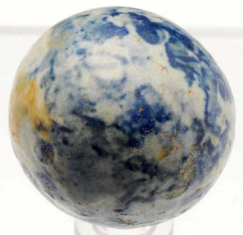 Appraisal: Large Stoneware Marble Soft-glazed blue spong-eware marble Nice pattern surrounds