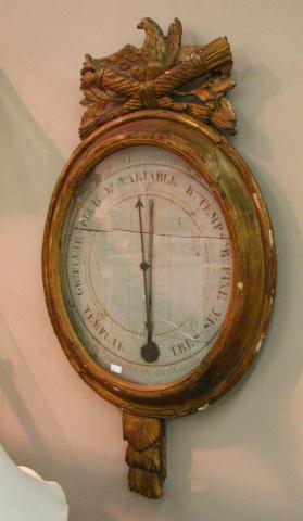 Appraisal: th century French barometer with gold gilt gesso frame eagle