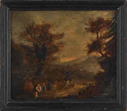 Appraisal: English oil on board landscape mid th c x Provenance