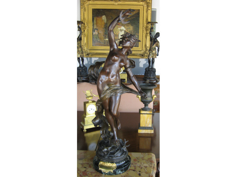 Appraisal: AUGUST MOREAU FRENCH Bronze figure of a woman with scant