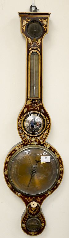 Appraisal: Inlaid barometer thermometer ht in Provenance An Estate from Farmington