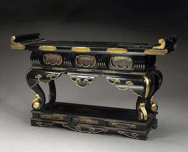 Appraisal: A black and gilt lacquered altar table Late Edo Period