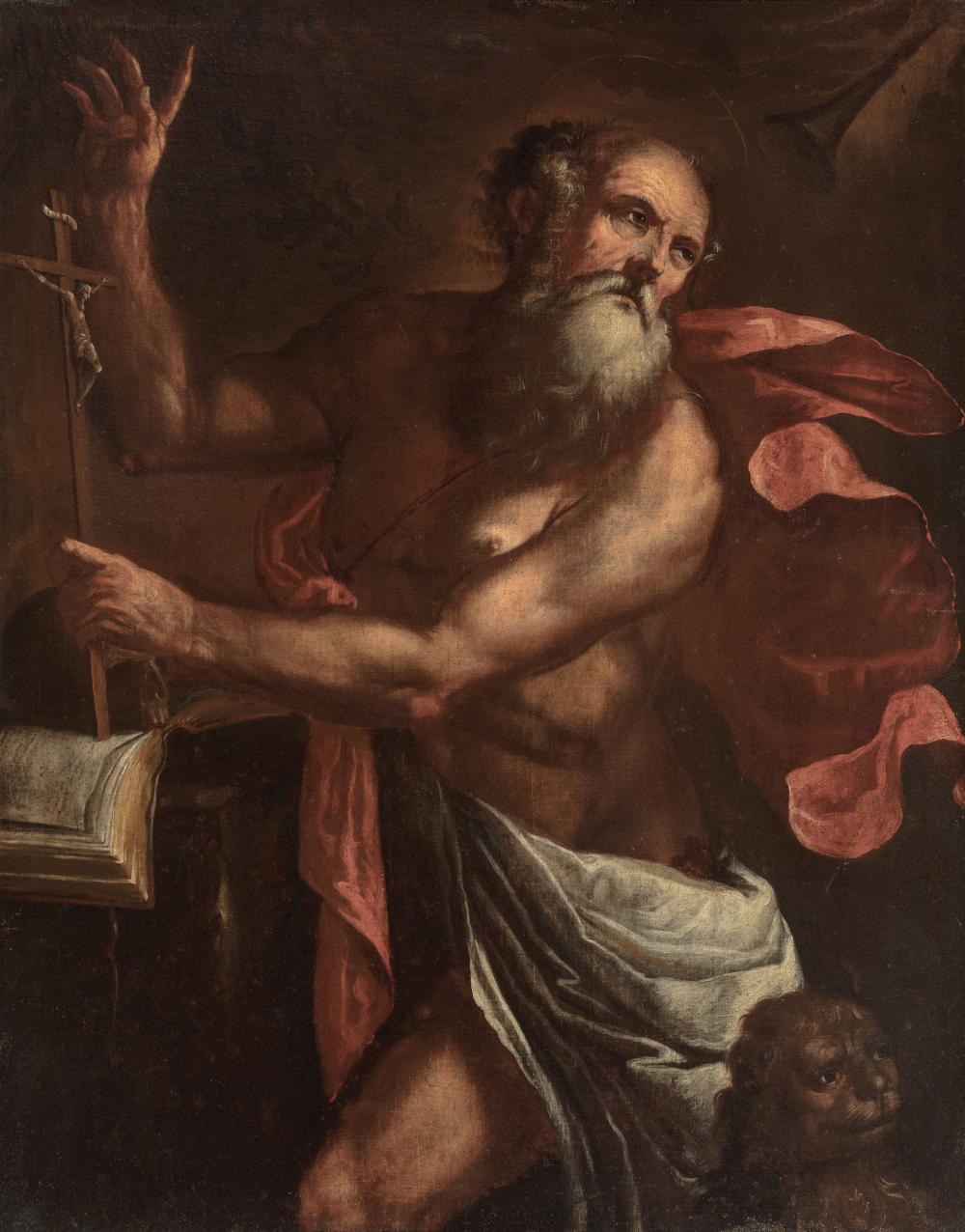 Appraisal: Continental School th c Saint Jerome oil on canvas unsigned