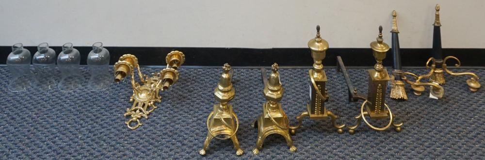 Appraisal: Two Pairs Federal Style Brass Andirons with Two Pairs Empire